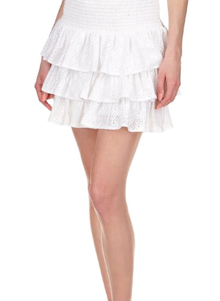 Michael Kors Women's Eyelet Tiered Skirt White Size Large
