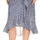 Michael Kors Women's Printed Faux Wrap Skirt Blue Size Large