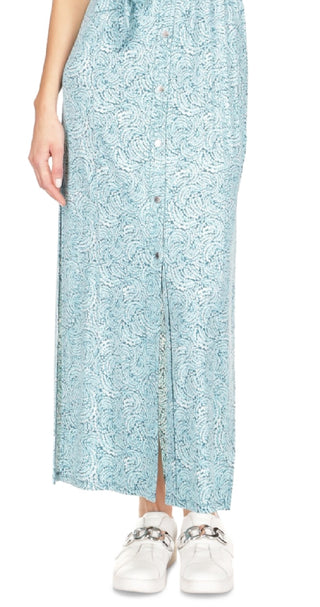 Michael Kors Women's Printed Maxi Shirtdress Blue Size X-Large