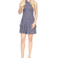 Michael Kors Women's Palm Sleeveless Ruffle Hem Dress Blue Size Large