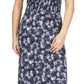 Michael Kors Women's Printed Smocked Maxi Dress Blue Size Medium