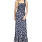 Michael Kors Women's Printed Smocked Maxi Dress Blue Size Medium