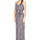 Michael Kors Women's Paisley Chain Strap Maxi Dress Blue Size Small