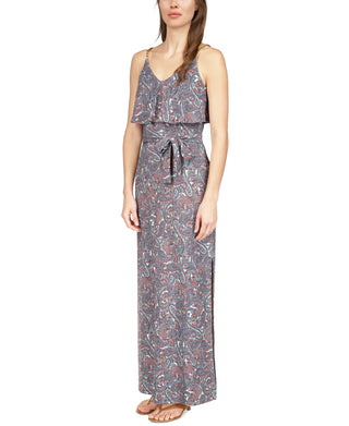 Michael Kors Women's Paisley Chain Strap Maxi Dress Blue Size Small