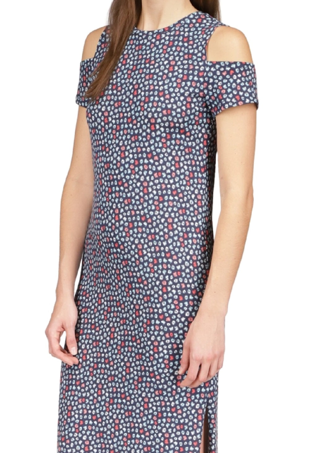 Michael Kors Women's Palm Cold Shoulder Midi Dress Blue Size Small
