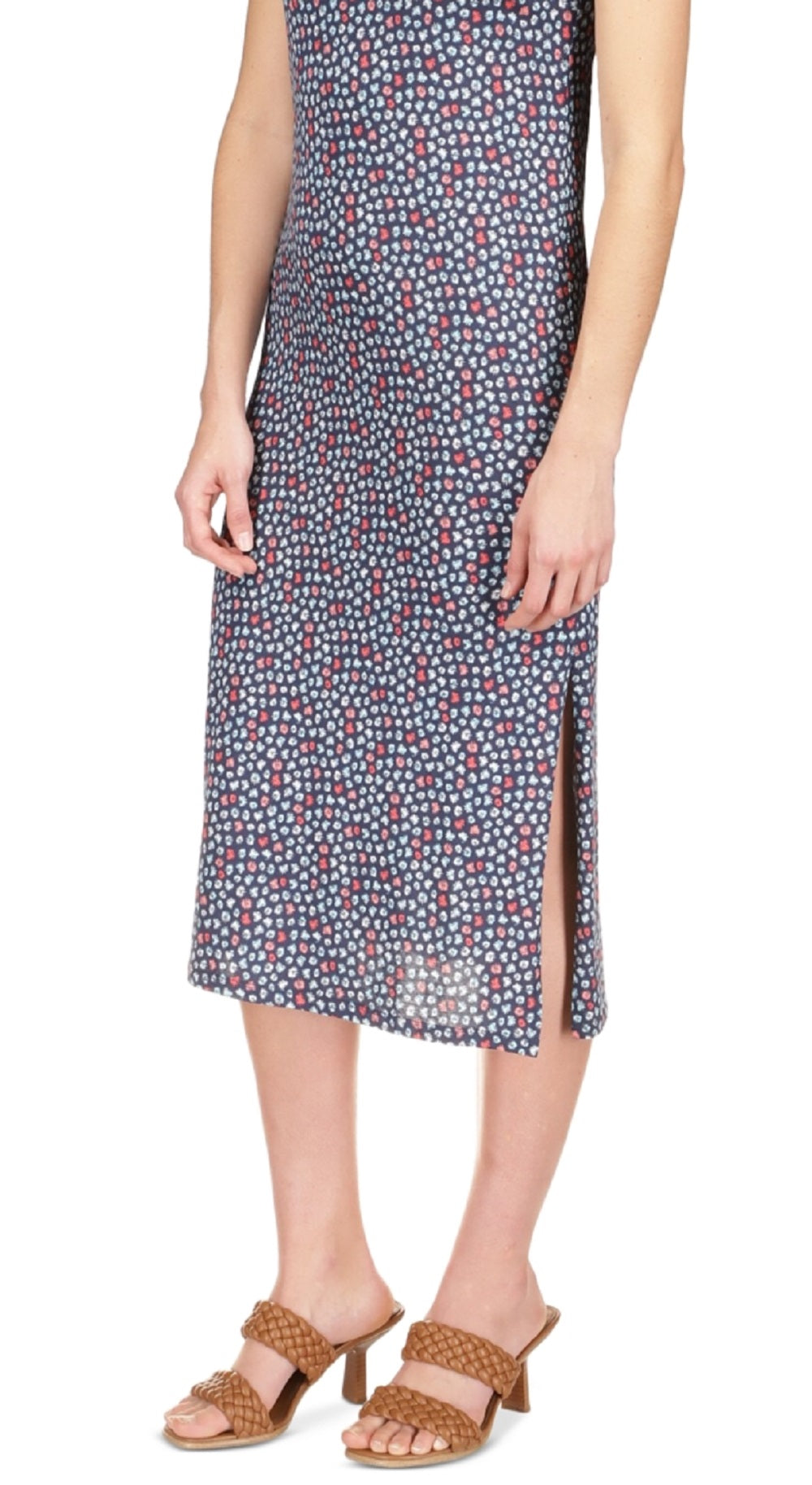 Michael Kors Women's Palm Cold Shoulder Midi Dress Blue Size Small