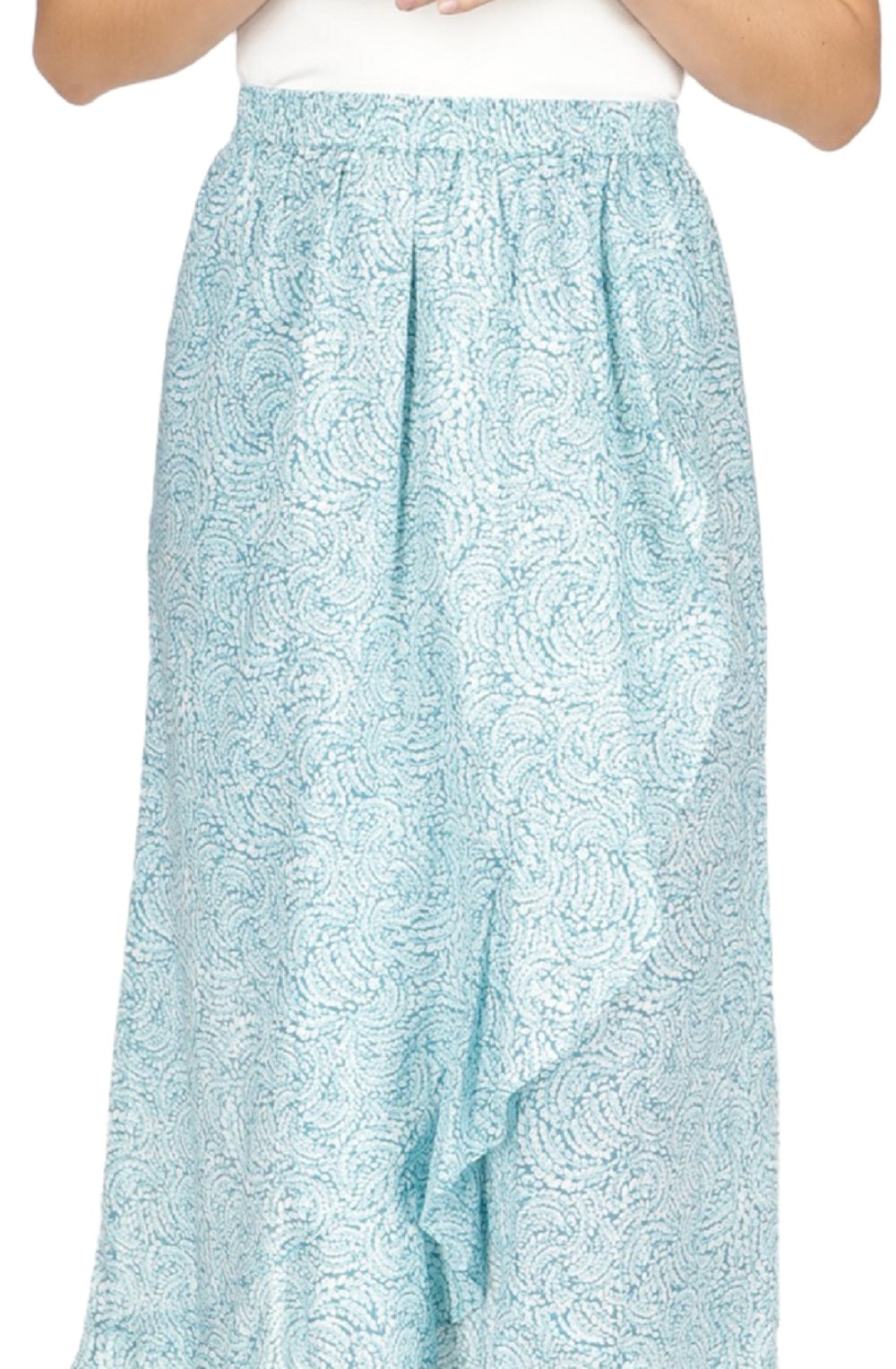 Michael Kors Women's Cotton Printed Faux Wrap Skirt Blue Size Petite Large