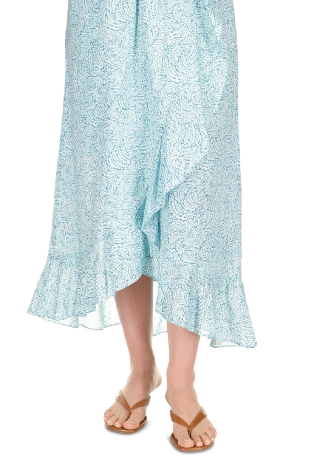 Michael Kors Women's Cotton Printed Faux Wrap Skirt Blue Size Petite Large