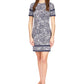 Michael Kors Women's Paisley Print Border Trim Dress Blue Size Petite Small