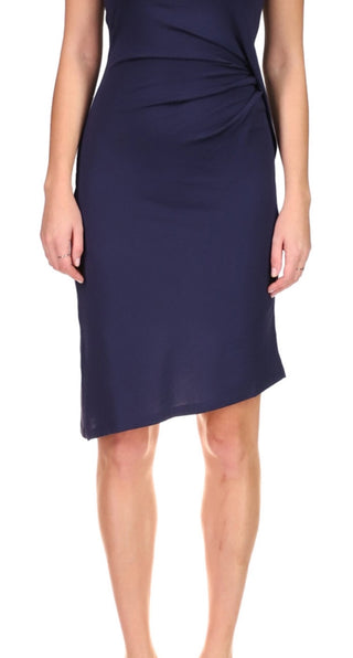 Michael Kors Women's Crewneck Draped Dress Blue Size Petite X-Small