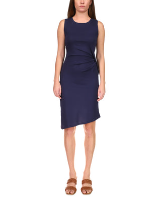Michael Kors Women's Crewneck Draped Dress Blue Size Petite X-Small