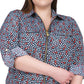 Michael Kors Women's Zip Front Shirt Blue Size 2X