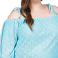 Michael Kors Women's Off The Shoulder Eyelet Top Blue Size 0X