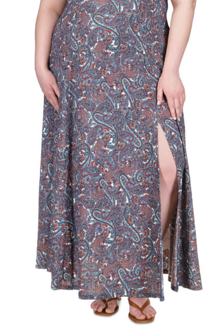 Michael Kors Women's Paisley Scoop Maxi Tank Dress Blue Size 3X