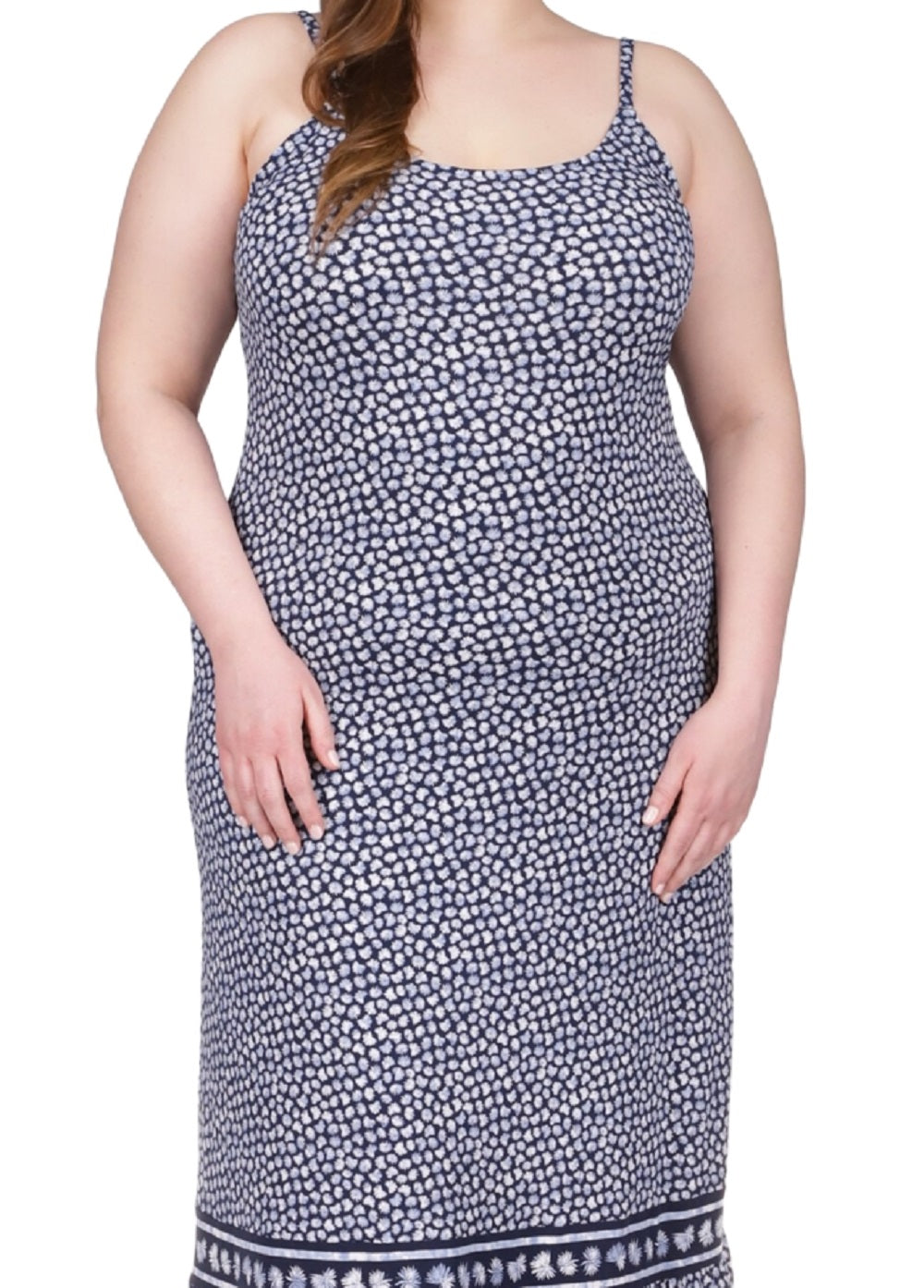 Michael Kors Women's Border Print Slip Maxi Dress Blue Size 3X