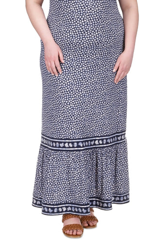 Michael Kors Women's Border Print Slip Maxi Dress Blue Size 3X
