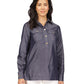 Michael Kors Women's Quarter Button Long Sleeve Tunic Top Blue Size X-Large