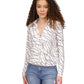 Michael Kors Women's Printed Faux Wrap Logo Top White