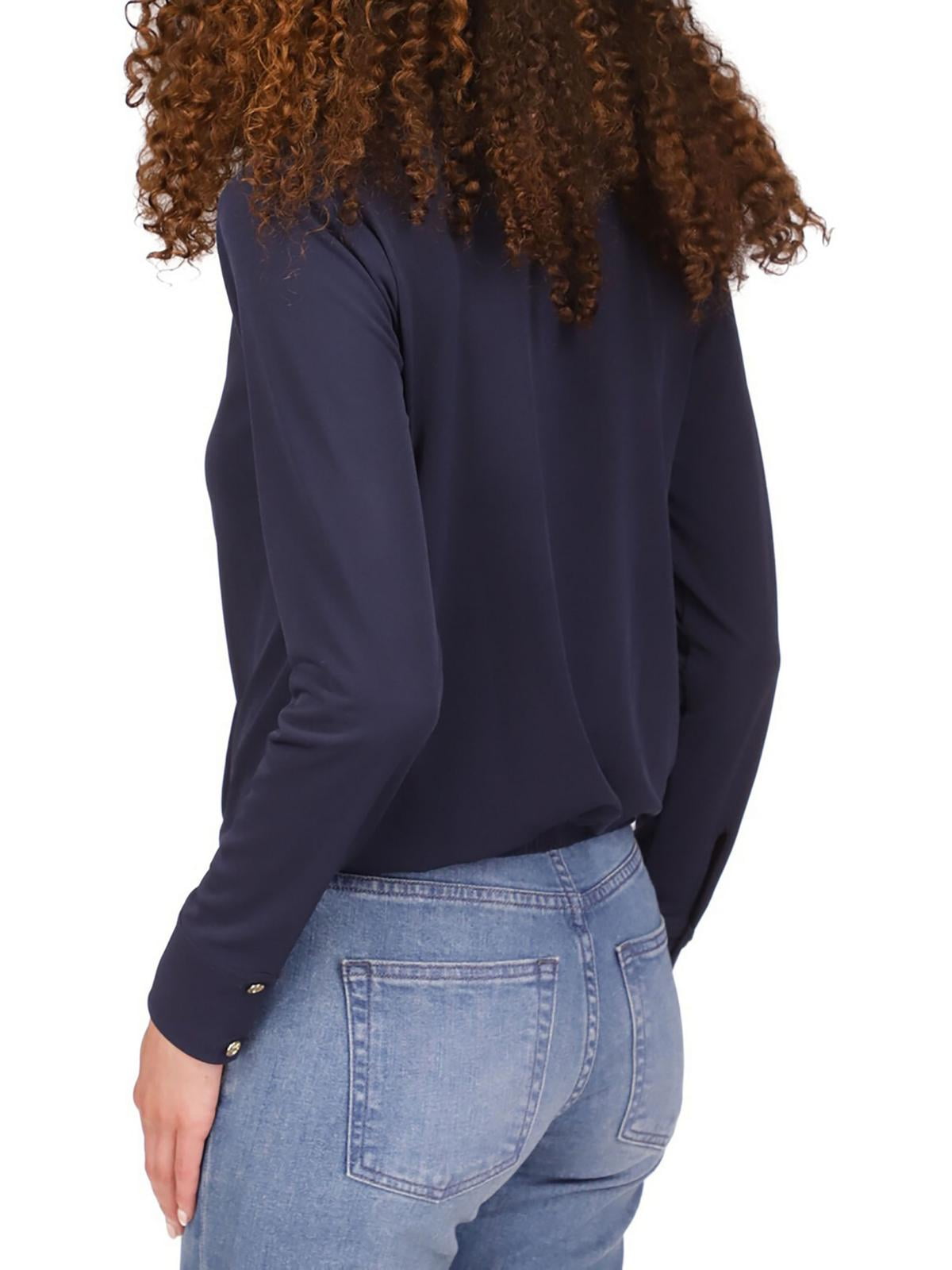 Michael Kors Women's Collar Wrap Top Blue