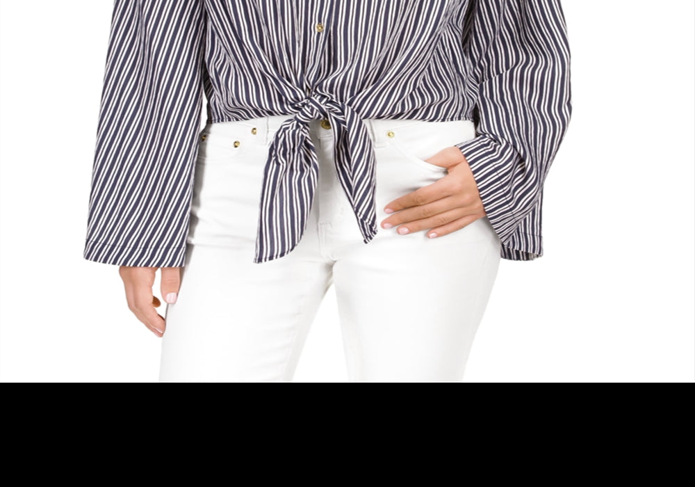 Michael Kors Halo Tie Hem Shirt Blue