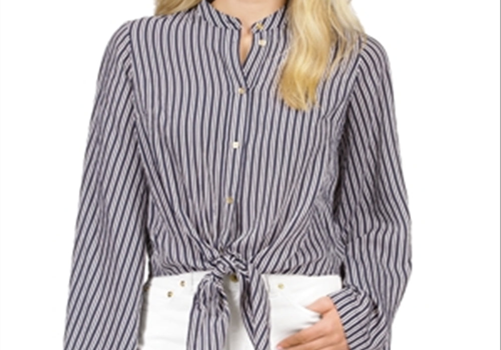 Michael Kors Halo Tie Hem Shirt Blue