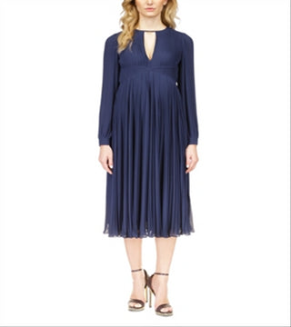 Michael Michael Kors Pleated Midi Dress Blue