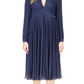 Michael Michael Kors Pleated Midi Dress Blue