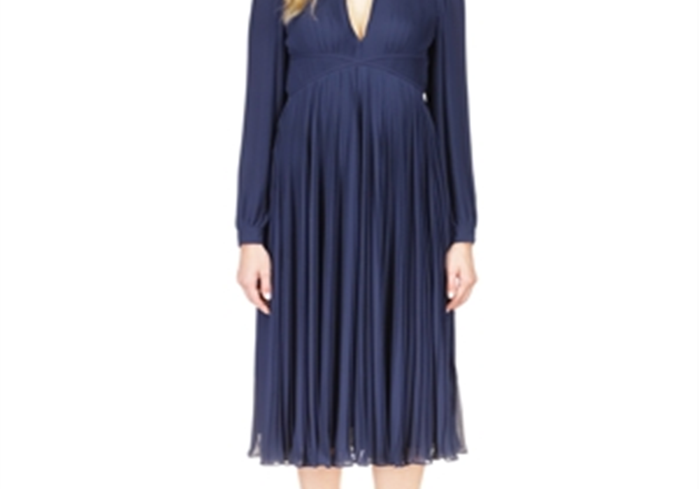 Michael Michael Kors Pleated Midi Dress Blue