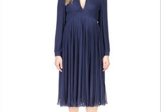 Michael Michael Kors Pleated Midi Dress Blue
