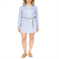 Michael Kors Pinstriped Satin Shirt Dress Blue