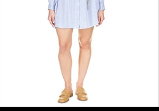 Michael Kors Pinstriped Satin Shirt Dress Blue