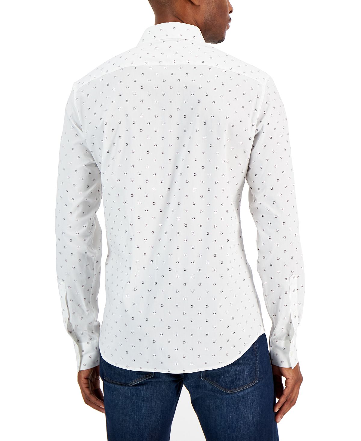 Michael Kors Men's Daisy Print Slim Fit Button Down Shirt White Size Large