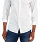 Michael Kors Men's Daisy Print Slim Fit Button Down Shirt White Size Large