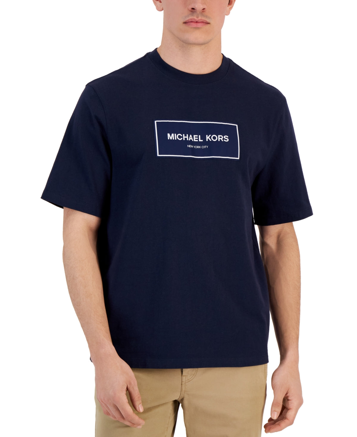 Michael Kors Men's Flagship Box Logo T-Shirt Blue Size X-Large