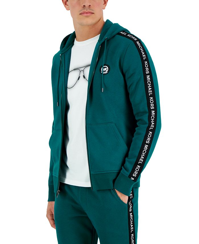 Michael Kors Men's Logo Tape Fleece Hoodie Green Size Medium
