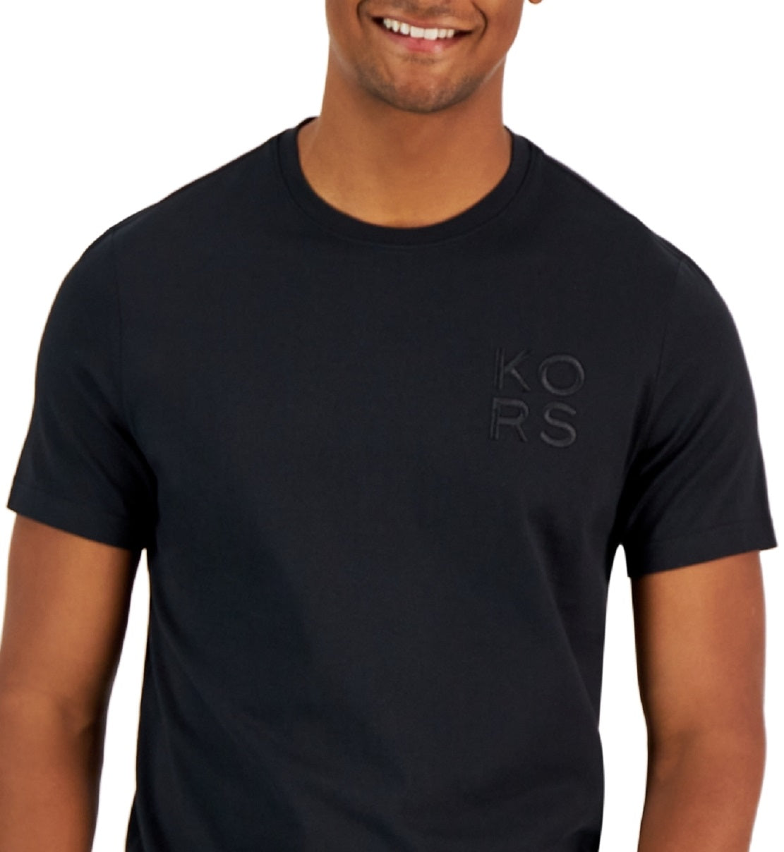 Michael Kors Men's Short Sleeve Embroidered Logo T-Shirt Black Size Large