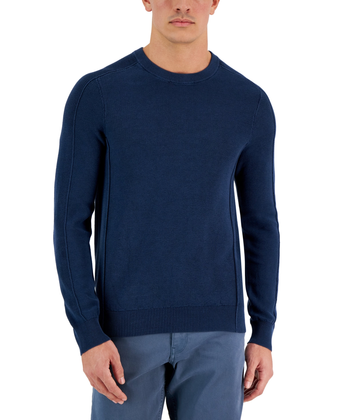 Michael Kors Men's Garment Dyed Crewneck Sweater Blue Size X-Large