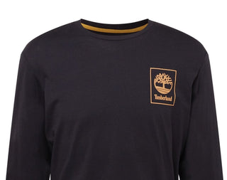 Timberland Men's Long Sleeve Chest Stack Logo Tee Black Size X-Large