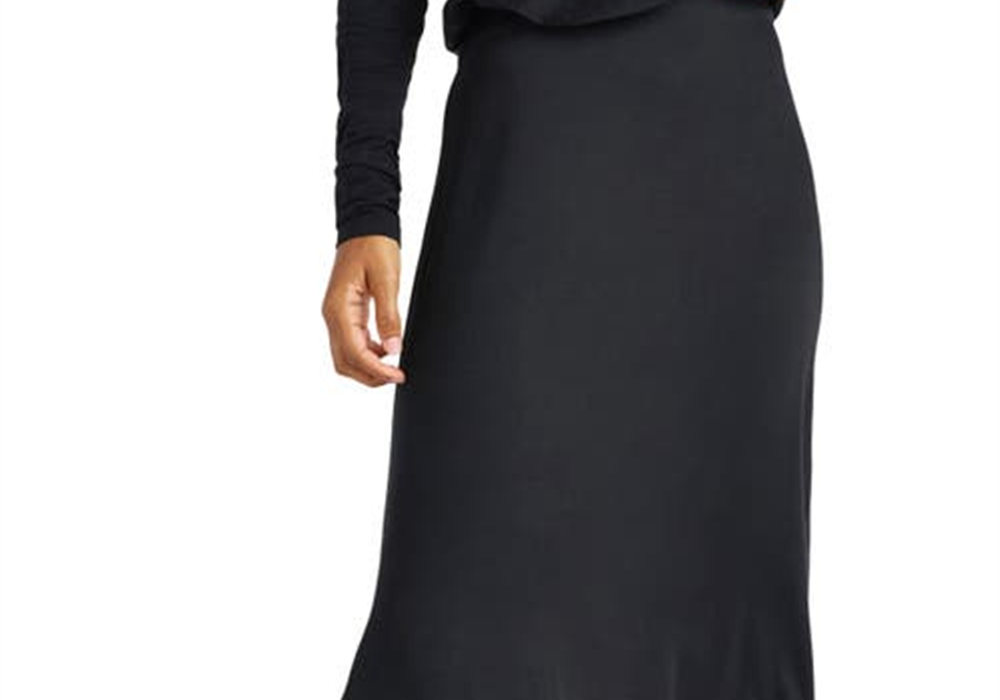 Splendid Chelsea Side Vent Asymmetric Maxi Skirt in Black Size Large