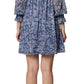 BCBGeneration Women's Floral-Print Babydoll Mini Dress Blue Size 2