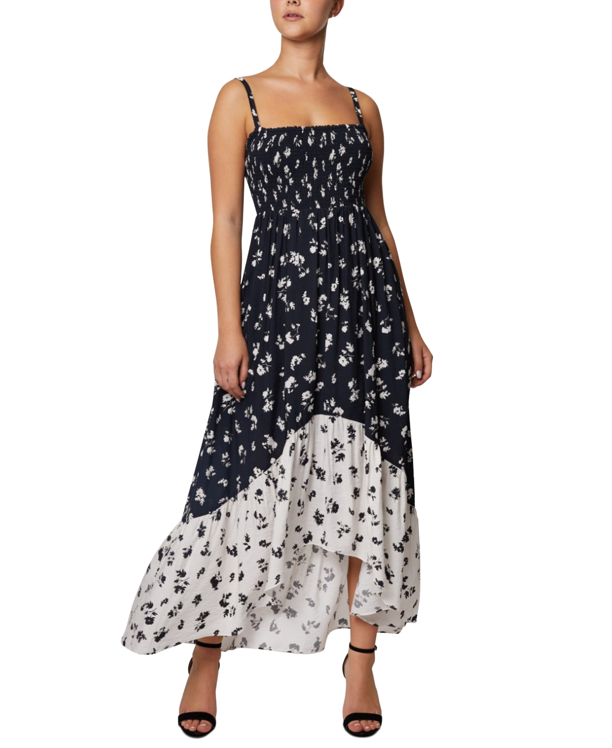 Laundry By Shelli Segal Women's Floral Print Smocked Maxi Dress Black