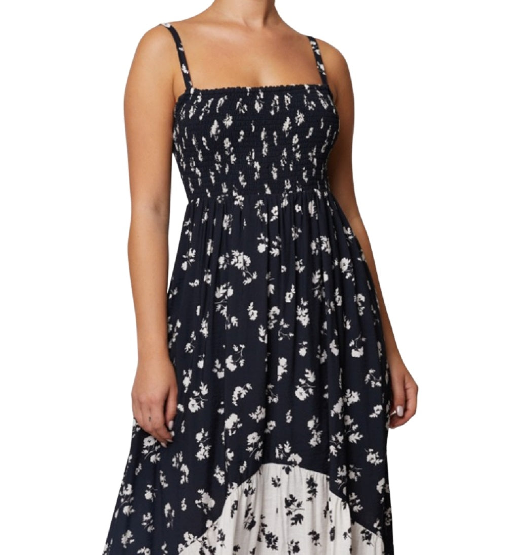 Laundry By Shelli Segal Women's Floral Print Smocked Maxi Dress Black