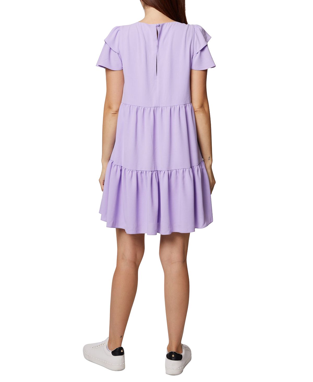 BCBGeneration Women's Ruffled Sleeve Tiered Mini Dress Purple Size 14