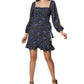 BCBGeneration Women's Floral Square Neck Mini Dress Black Size 4