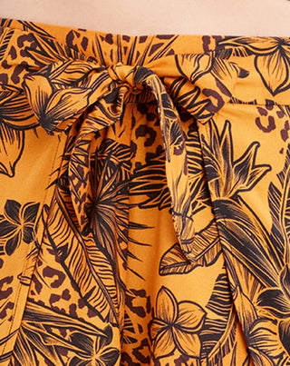 BCBGeneration Women's Printed Wrap Swim Cover Up Shorts Swimsuit Yellow Size Small