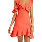 BCBGMAXAZRIA Women's Malik Asymmetrical Sleeve Dress Red Size 12