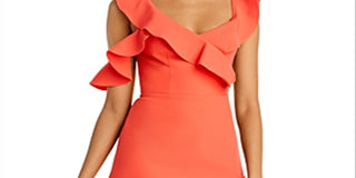 BCBGMAXAZRIA Women's Malik Asymmetrical Sleeve Dress Red Size 12