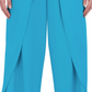 BCBGMAXAZRIA Women's Tie Waist Wide Leg Pants Blue Size Large