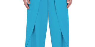 BCBGMAXAZRIA Women's Tie Waist Wide Leg Pants Blue Size Large