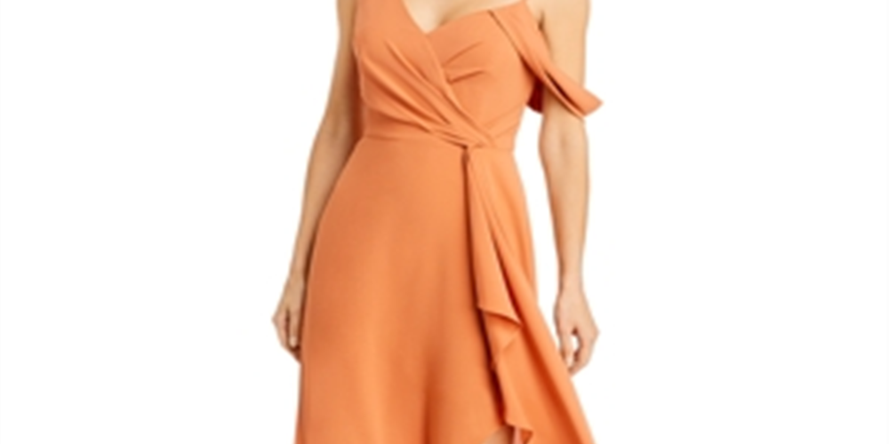 BCBGMAXAZRIA Women's Asymmetric Evening Dress Brown Size 4